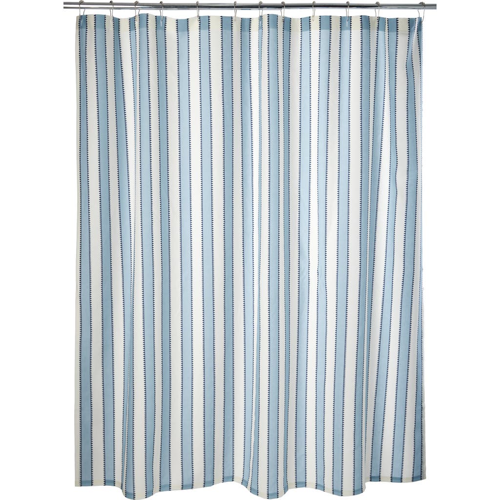 Matouk Apollo Stripe Linen Shower Curtain In Sky