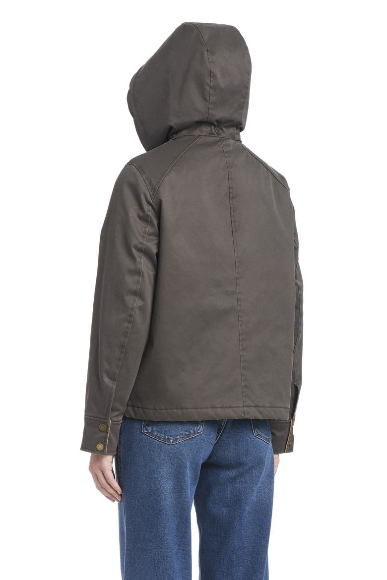 Hooded Waxed Jacket, Alternate, color, DARK BROWN