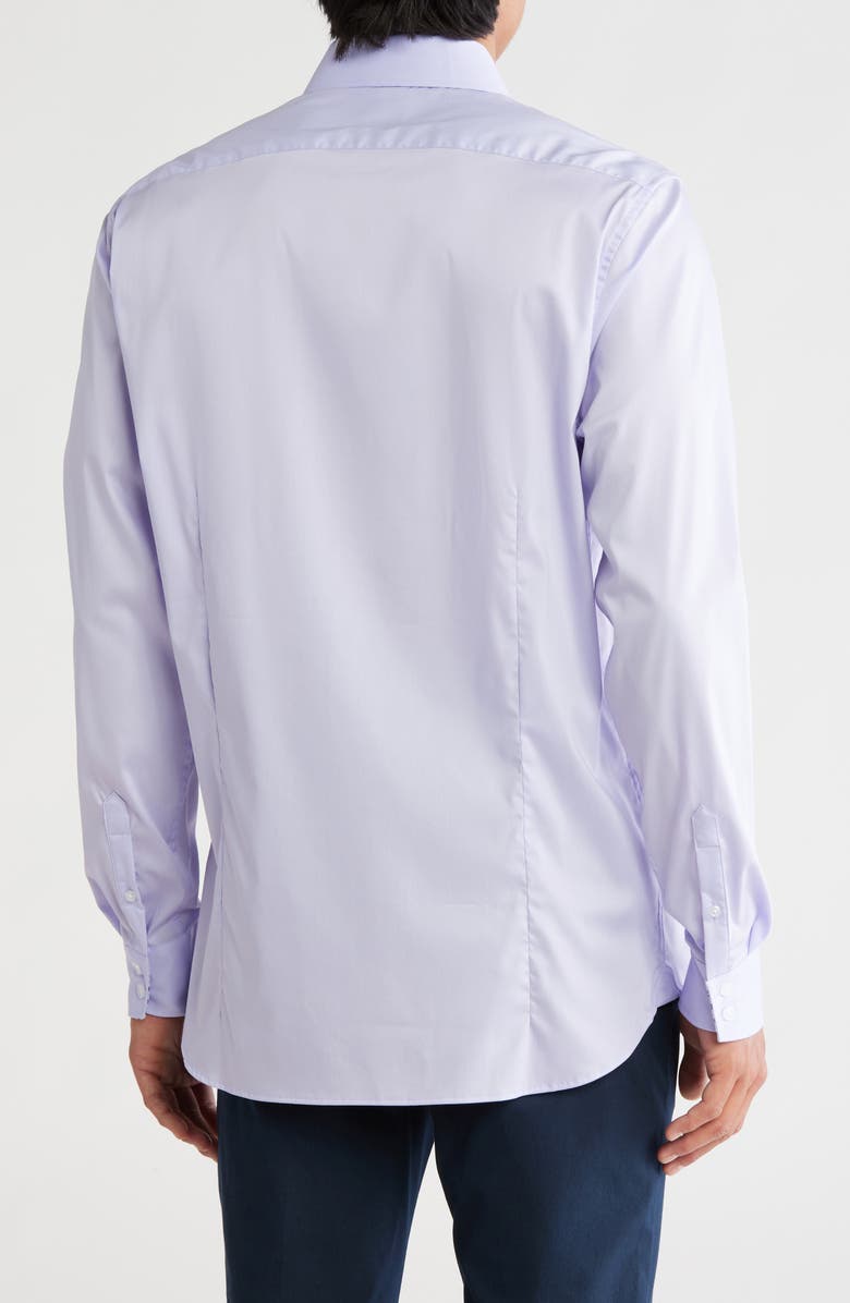 Ted Baker London Slim Fit Solid Stretch Cotton Dress Shirt, Alternate, color, Purple