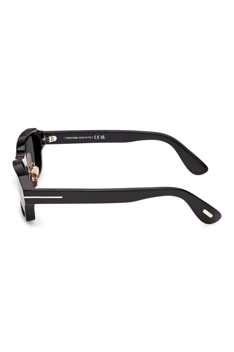 56mm Rectangle Sunglasses, Alternate, color, SHINY BLACK / SMOKE