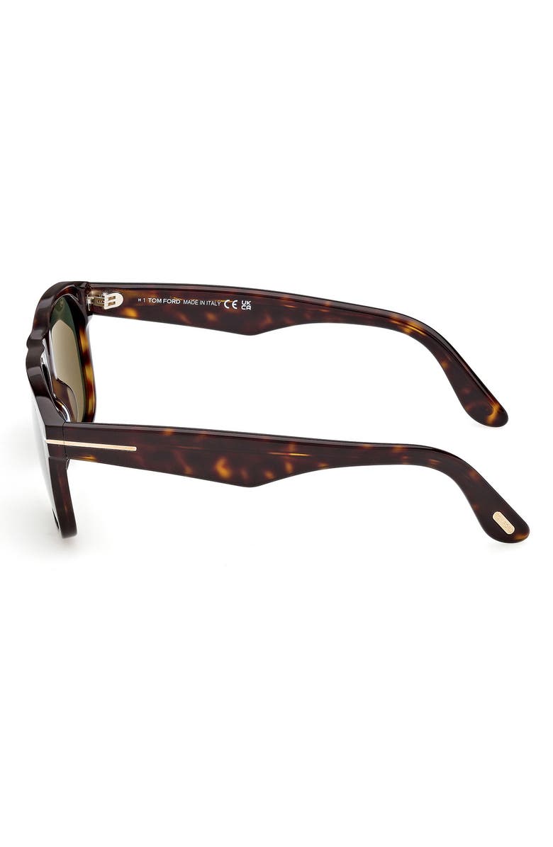 TOM FORD Marlon 55mm Square Sunglasses, Alternate, color, Dark Havana/ Green Lenses