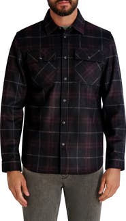 KARL LAGERFELD PARIS Plaid Ponte Snap-Up Shirt