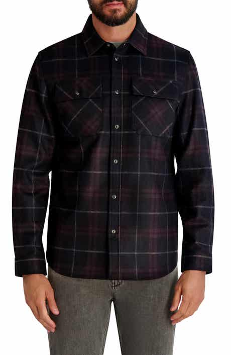 KARL LAGERFELD PARIS Plaid Ponte Snap-Up Shirt
