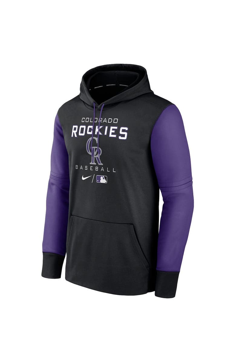 Nike Men's Nike Black/Purple Colorado Rockies Authentic Collection Performance Hoodie, Alternate, color, 