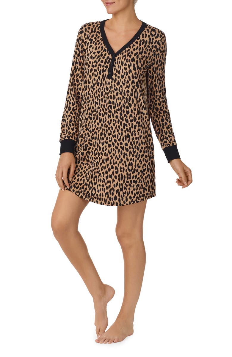 Kate Spade New York print long sleeve sleep shirt, Alternate, color, 