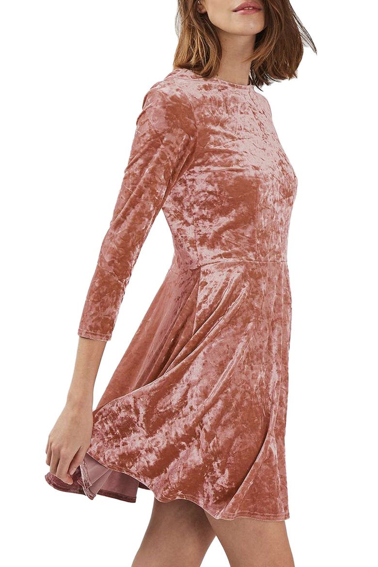 Crushed Velvet Dress, Main, color, PINK