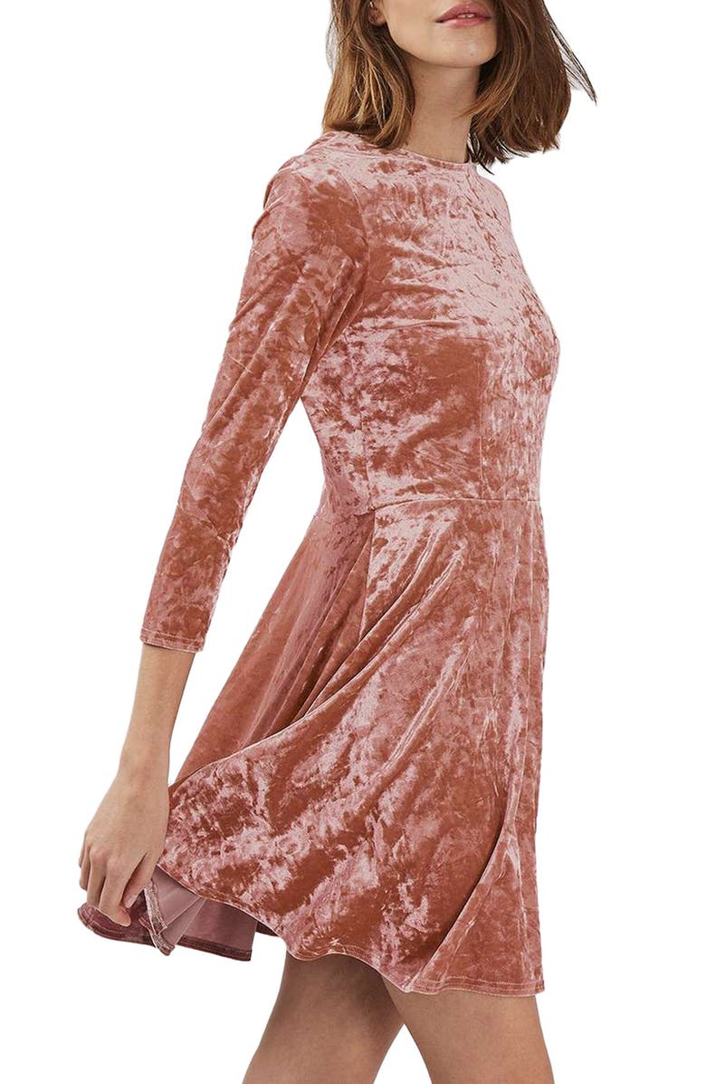 Topshop Crushed Velvet Dress, Main, color, 