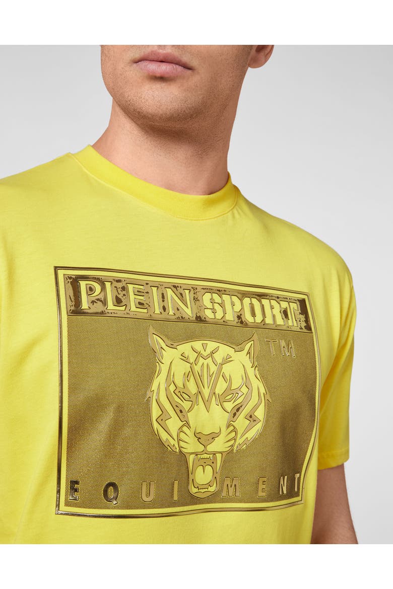 T-Shirt Round Neck Statement Men, Alternate, color, yellow