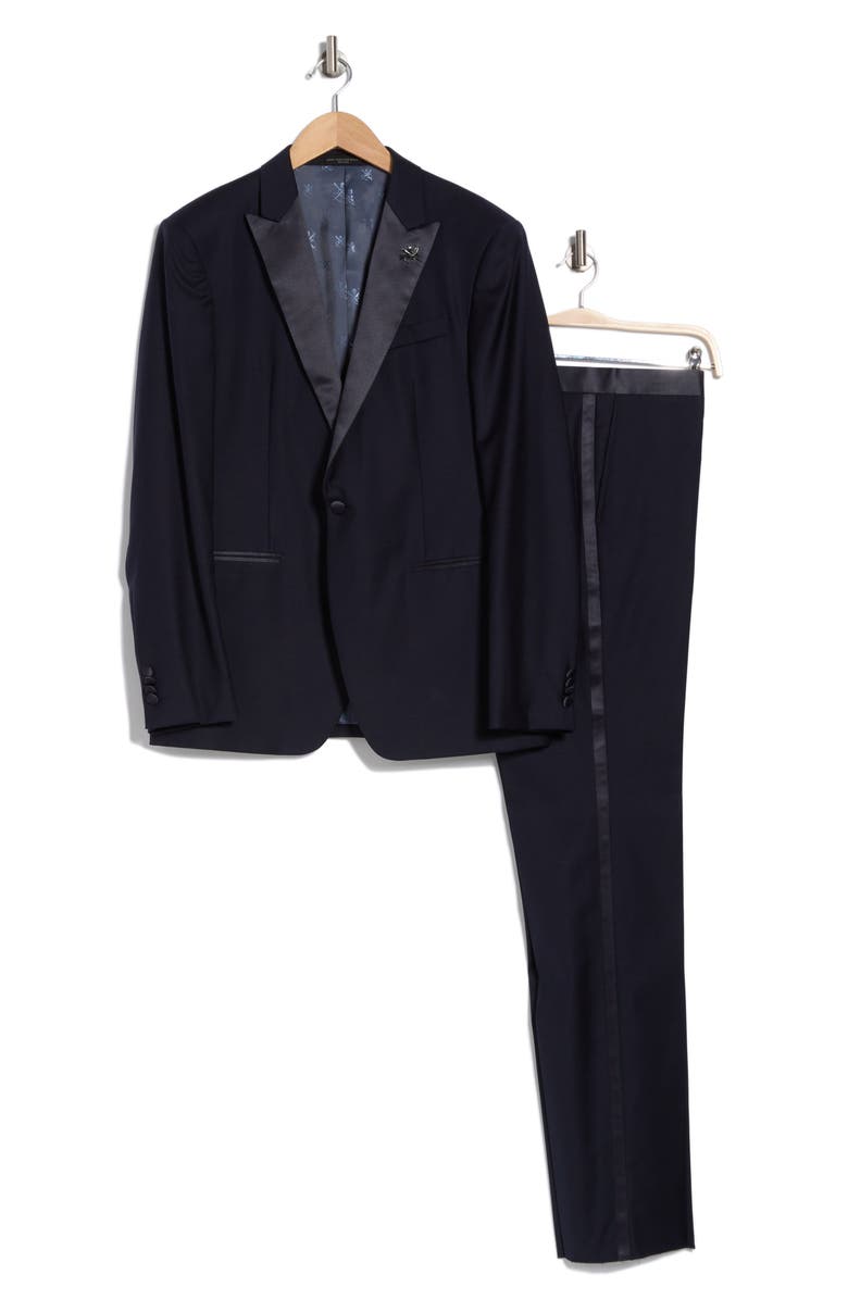 John Varvatos Star USA Solid Wool Tuxedo, Alternate, color, Navy