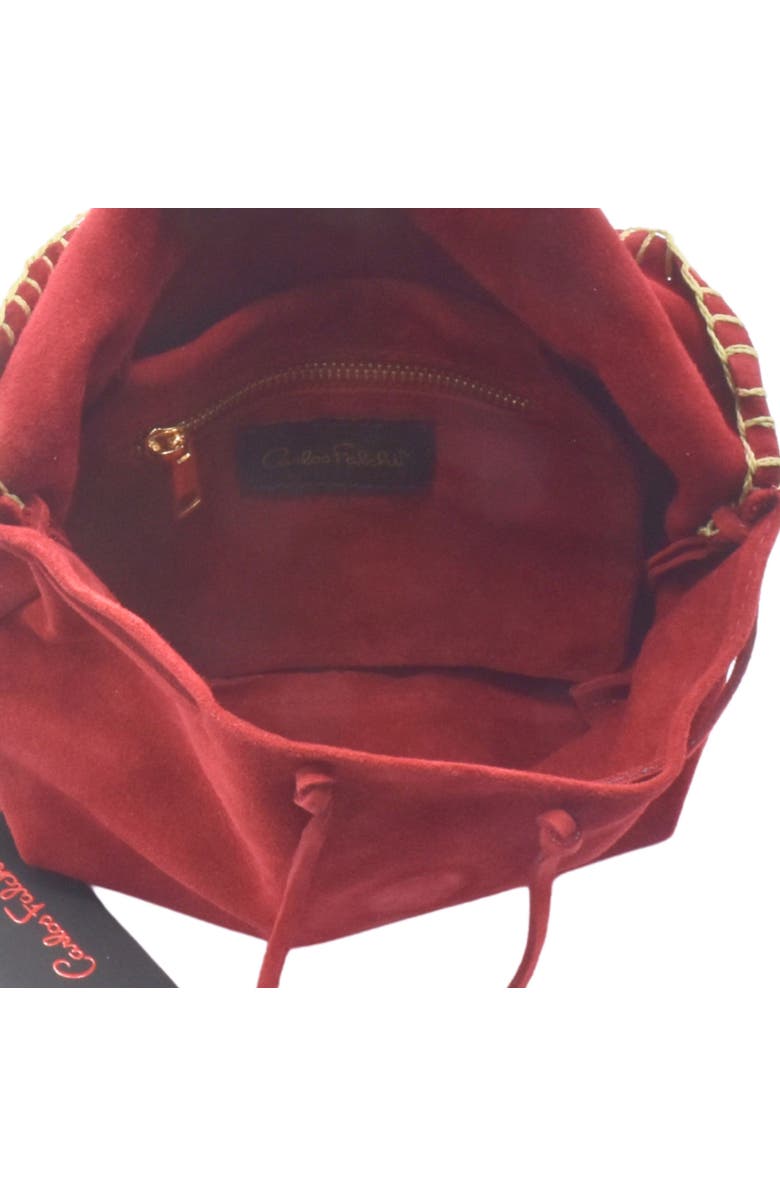Carlos Falchi Butterfly Suede Leather Bag, Alternate, color, Malbec