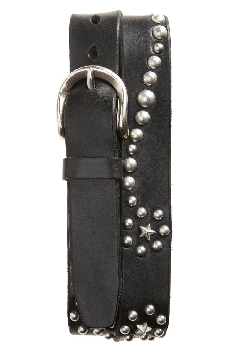 OUR LEGACY Star Fall Leather Belt, Main, color, Black Bridle