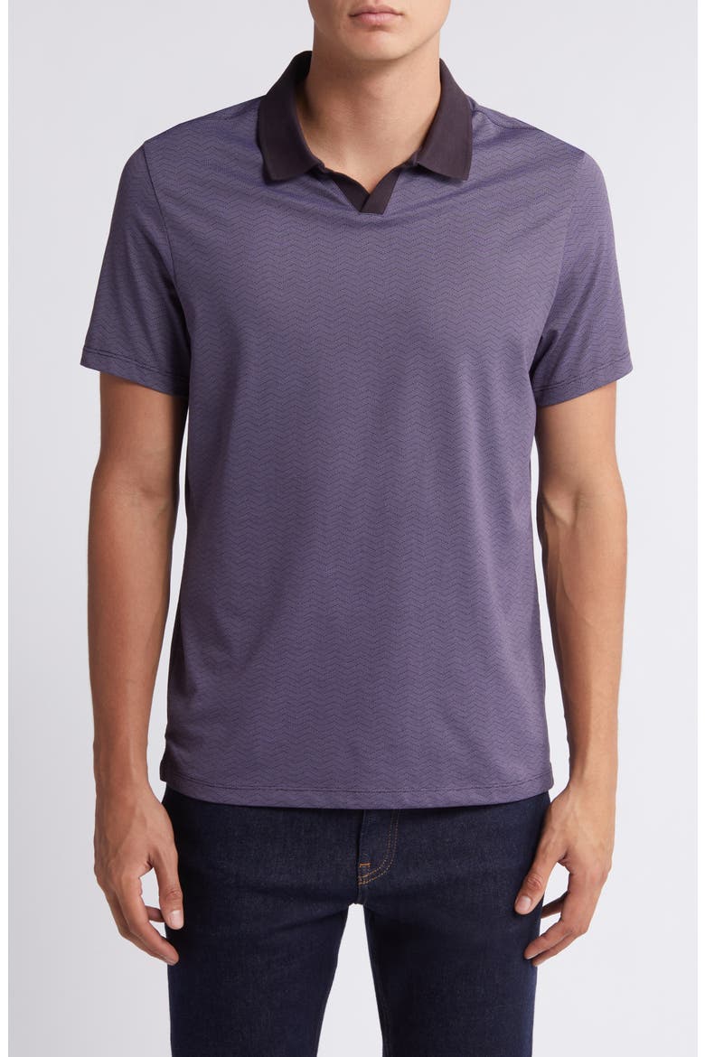Woodhaven Chevron Johnny Collar Polo, Main, color, DEEP EGGPL