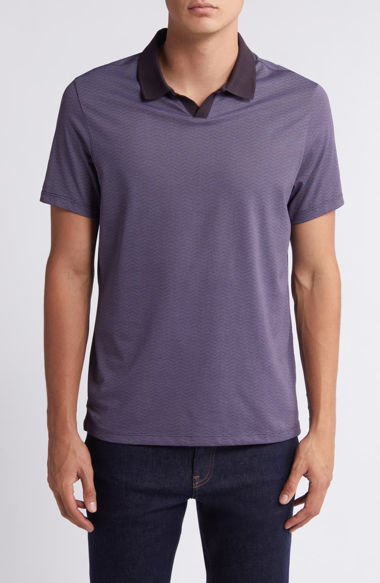 Robert Barakett Woodhaven Chevron Johnny Collar Polo, Main, color, Deep Eggpl