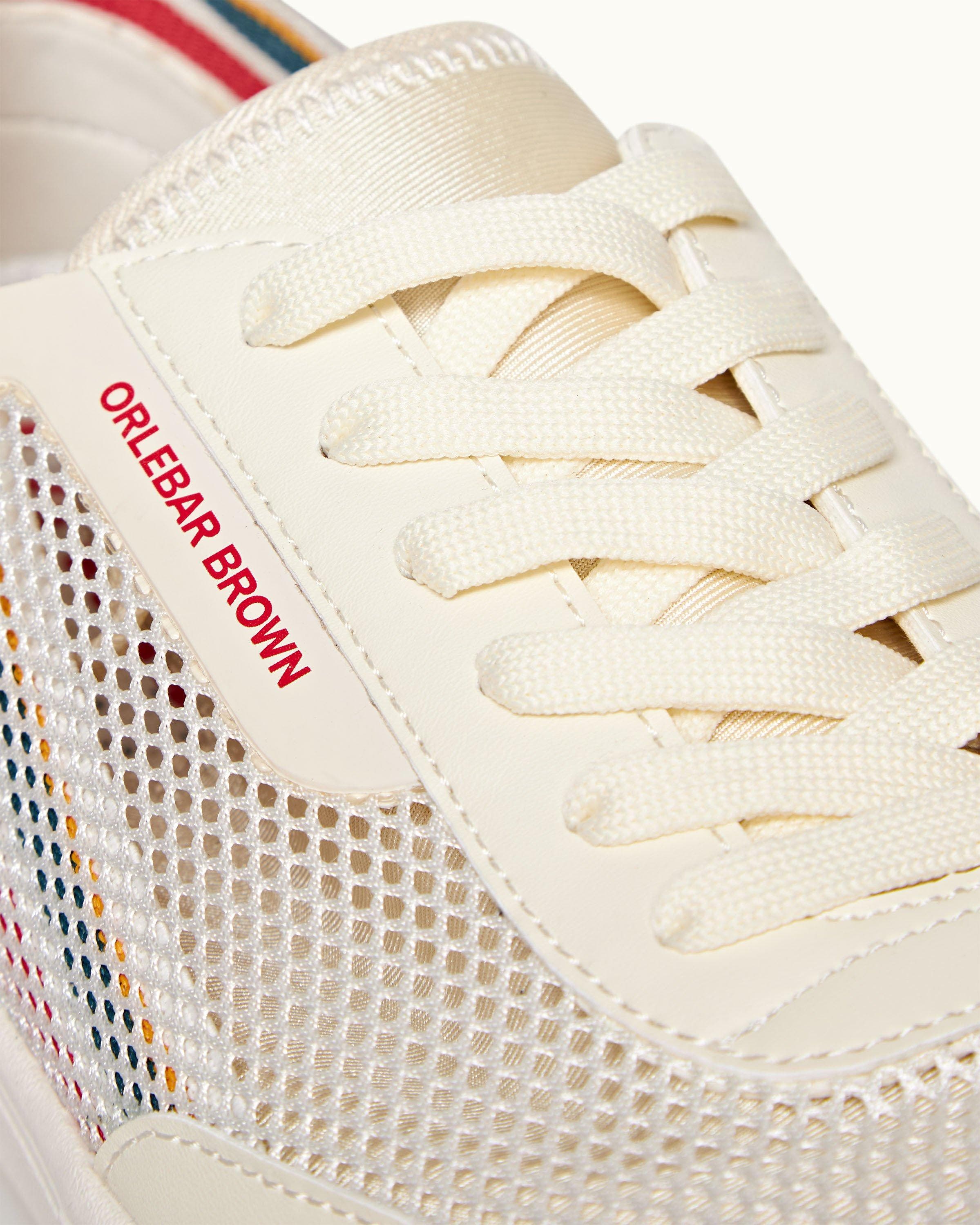 Orlebar Brown Larson O.B Stripe Shoe You Can Swim, Alternate, color, White/Orange/Aquamarine