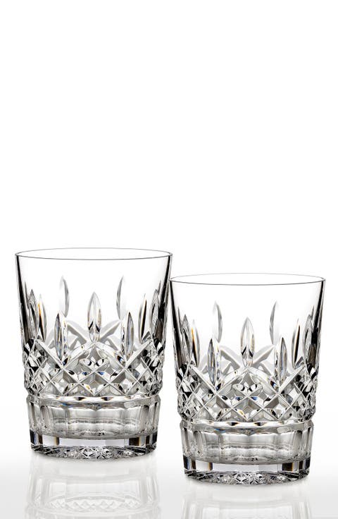 Lismore Set of 2 Lead Crystal Double Old Fashioned Glasses
