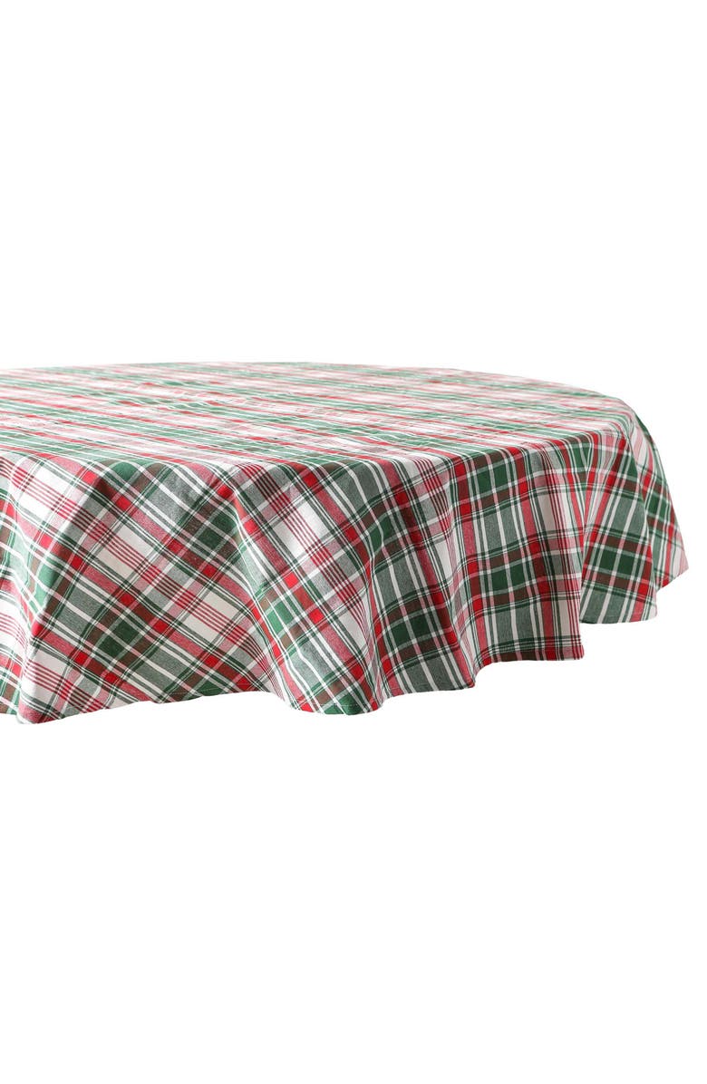 Design Imports Yuletide Plaid Round Tablecloth, Alternate, color, Yuletide Plaid