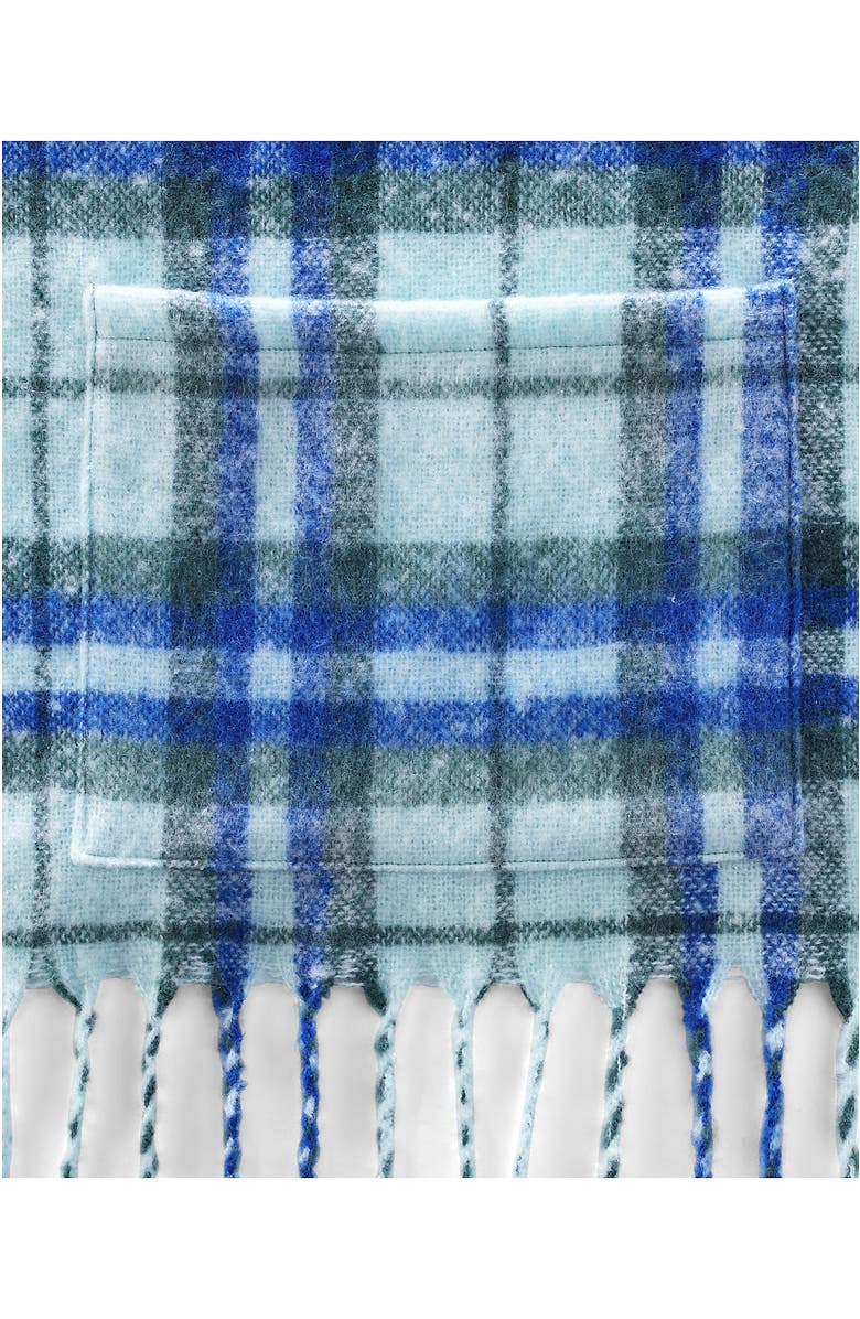 Lands' End Brushed Blanket Scarf, Alternate, color, Light Cornflower Check