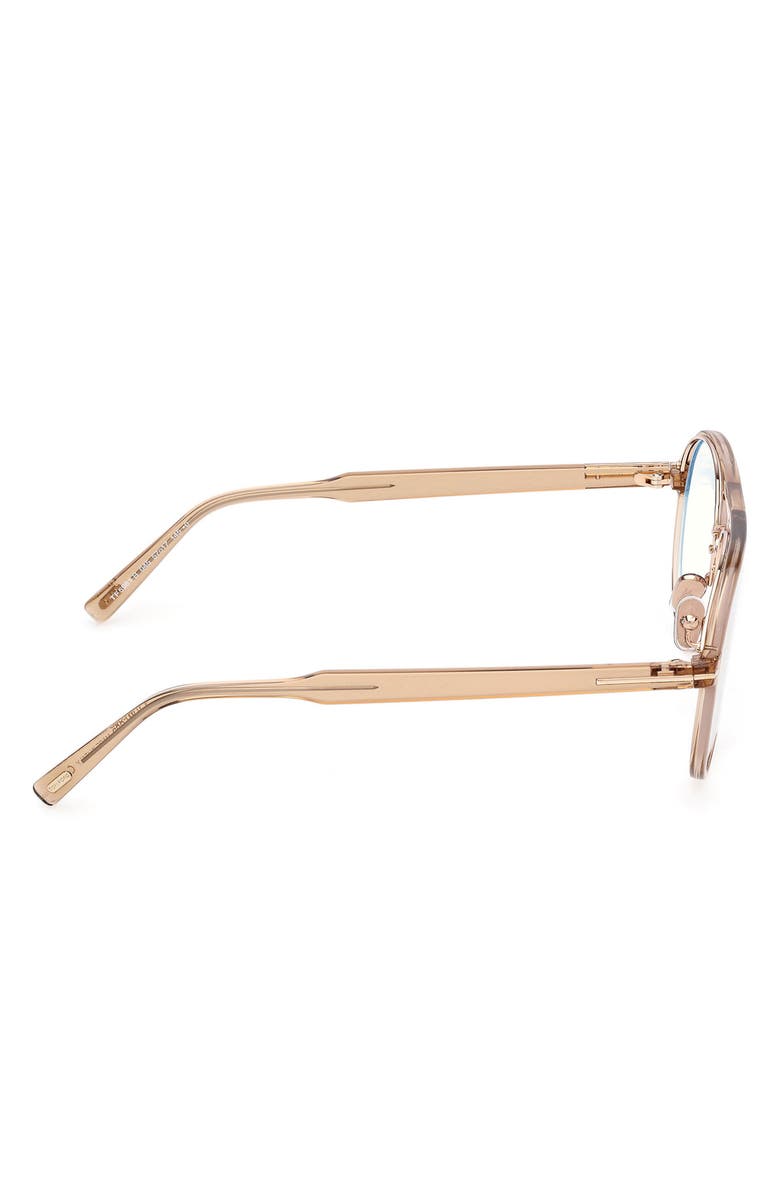 TOM FORD 57mm Pilot Blue Light Blocking Optical Glasses, Alternate, color, Champagne / T Logo