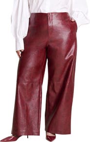 ELOQUII Textured Faux Leather Wide Leg Pant