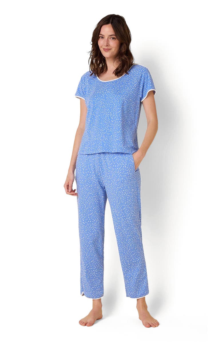 The Cat's Pajamas Pima Knit Short Sleeved Simple Set Stripes Dots, Main, color, Confetti Dot Provence