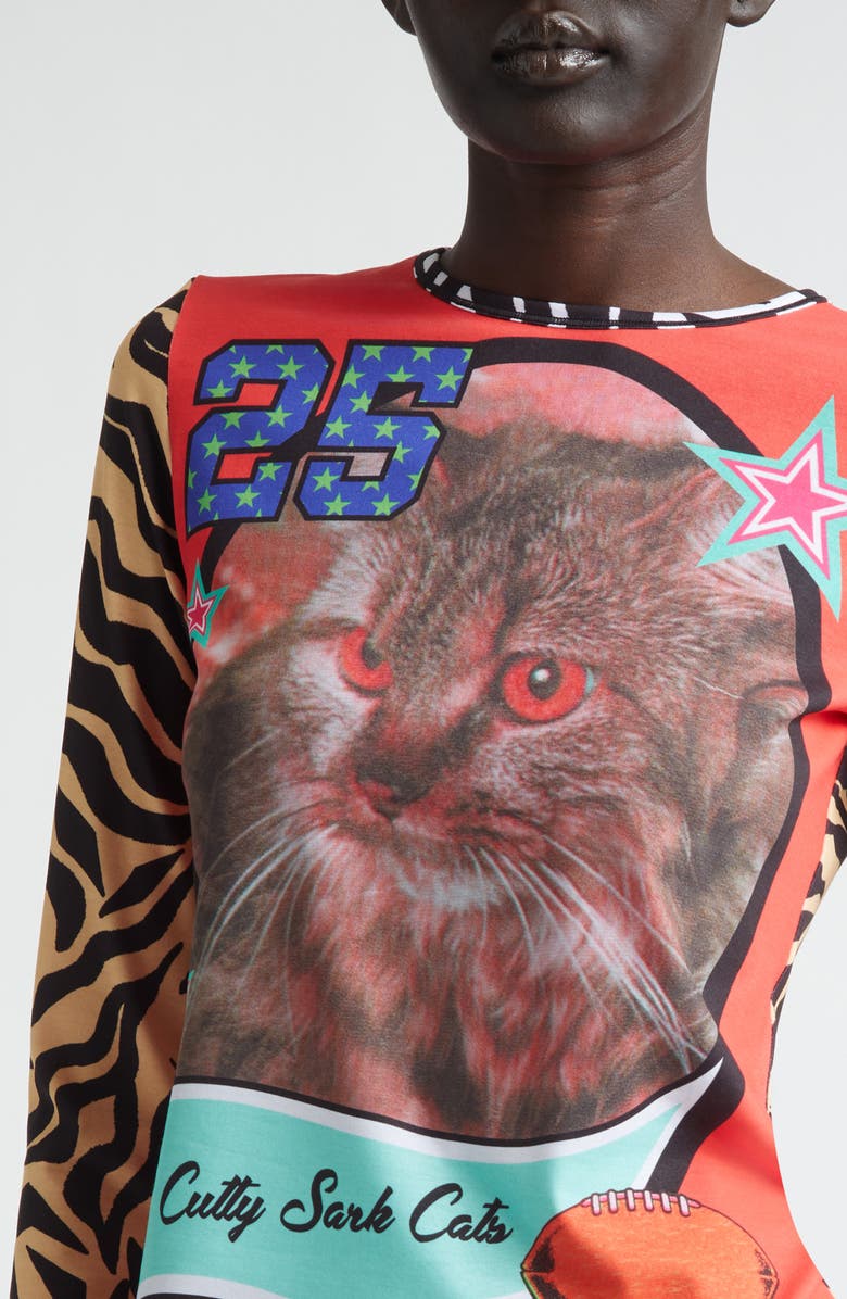 Chopova Lowena Cutty Sark Cats Fitted Jersey Graphic T-Shirt, Alternate, color, Red Multi
