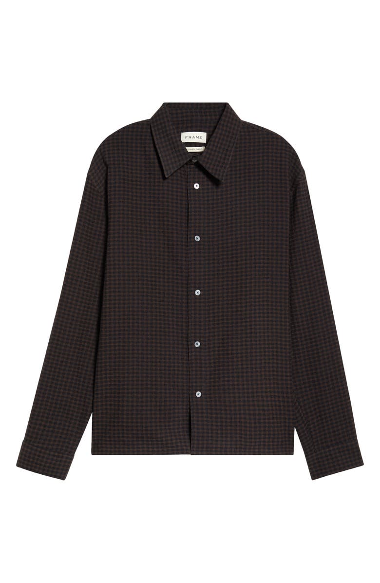 FRAME Check Cotton & Wool Button-Up Shirt, Alternate, color, Navy Check