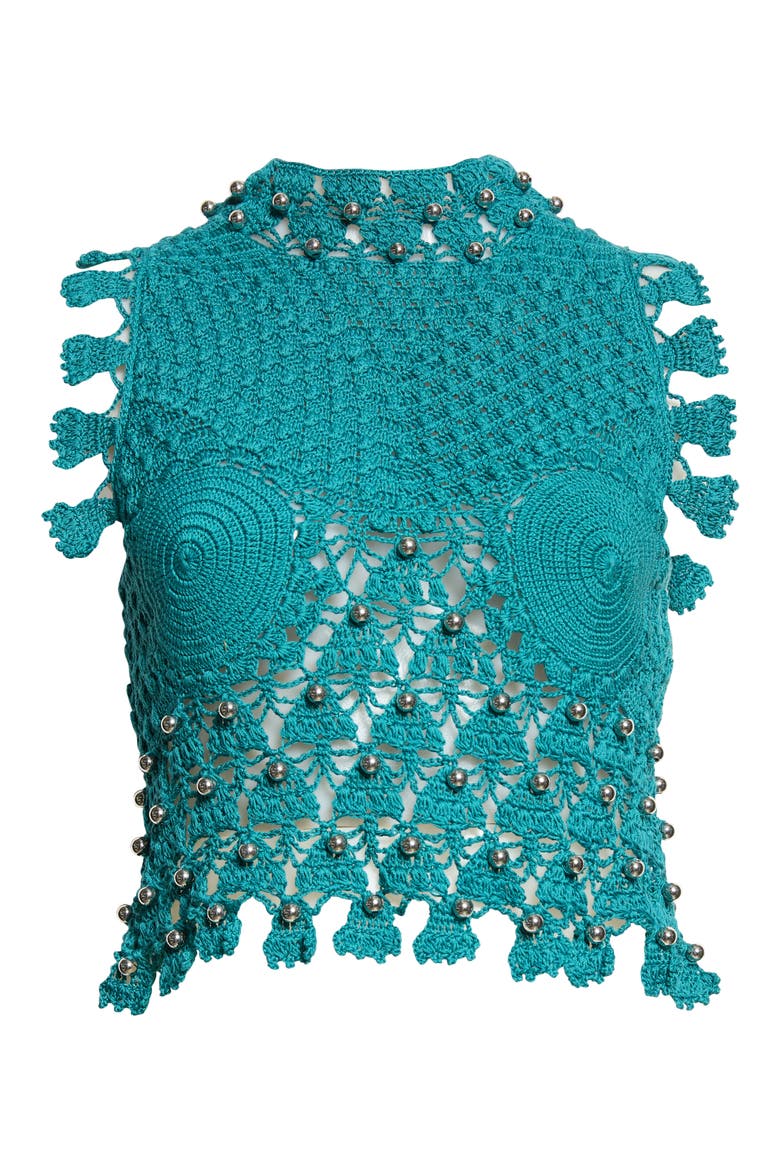 Sleeveless Crochet Top, Alternate, color, GREEN