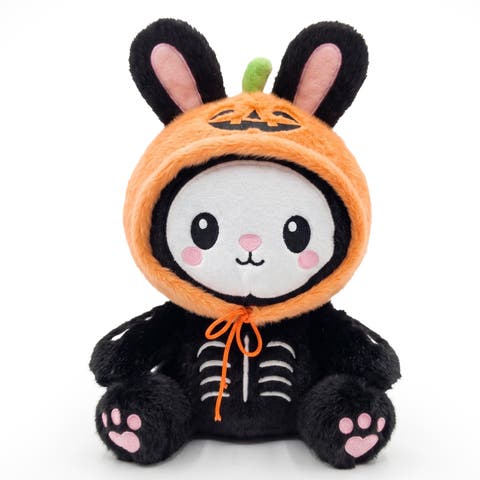 Halloween Bunny Plush Toy 12" Skeleton Bunny Plush Toys with Pumpkin Hood, Soft Stuffed Animal, Holiday Gift for Kids and Baby