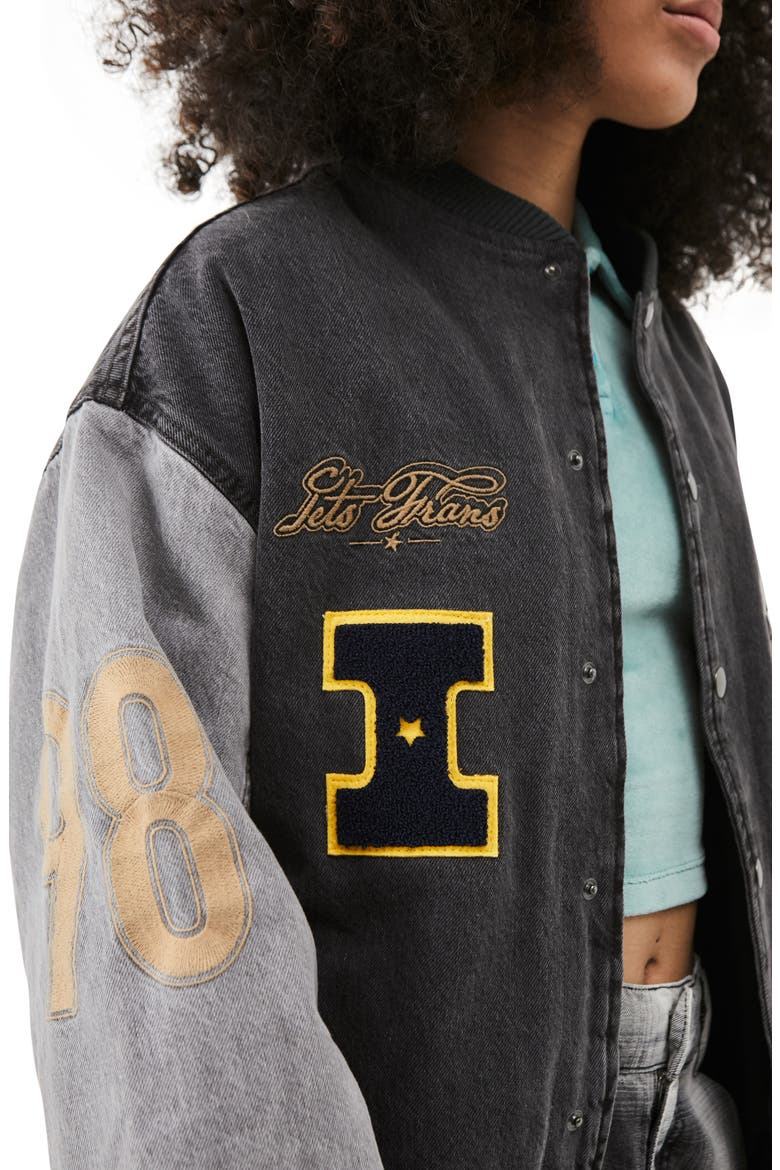 Casual Varsity Jacket, Alternate, color, BLACK