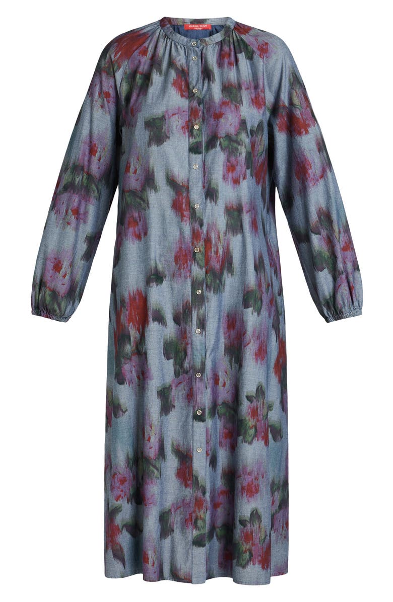Marina Rinaldi Cimone Abstract Floral Long Sleeve Cotton Shirtdress, Alternate, color, 