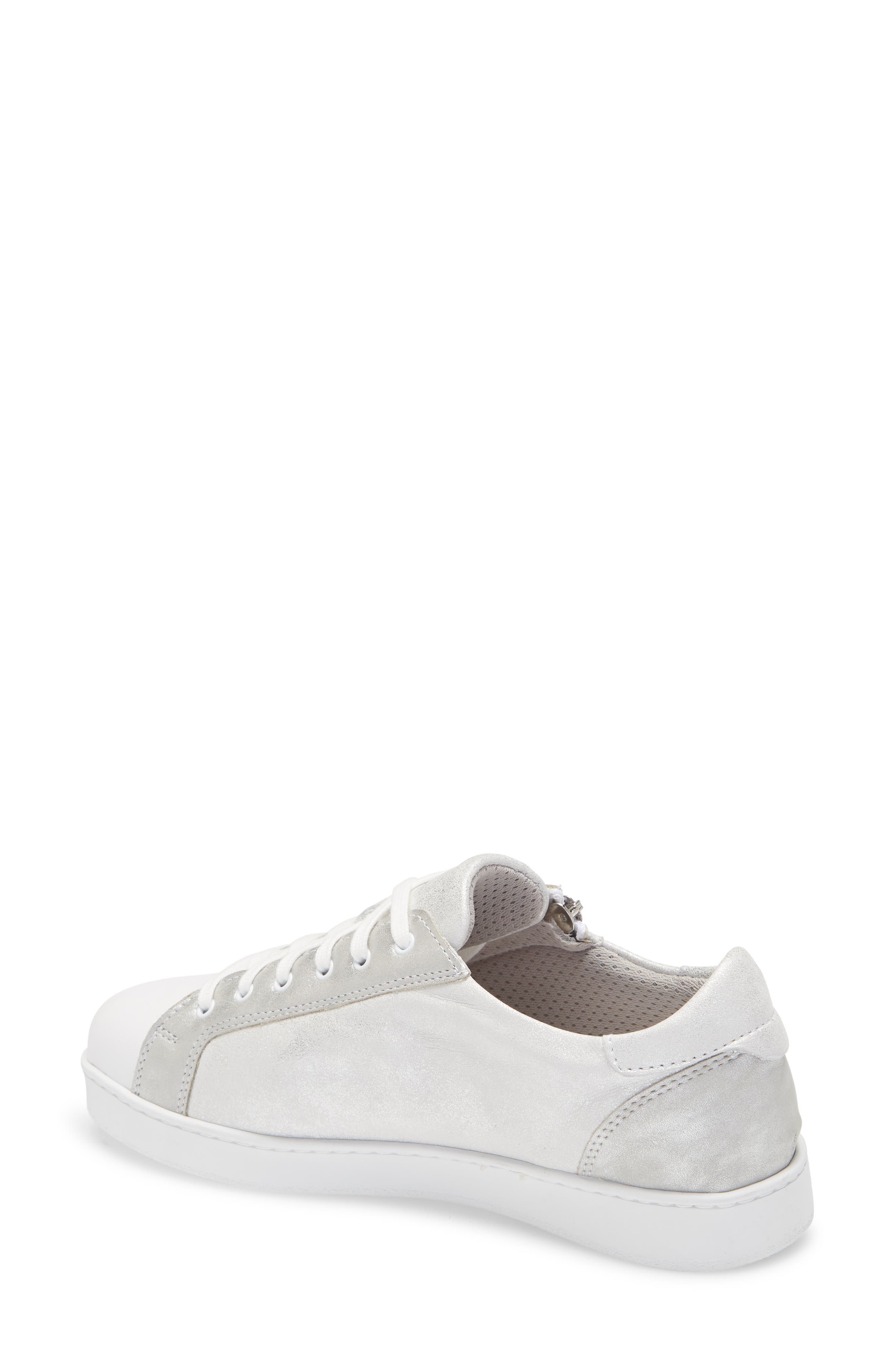 Elisa Sneaker, Alternate, color, SILVER/ WHITE LEATHER