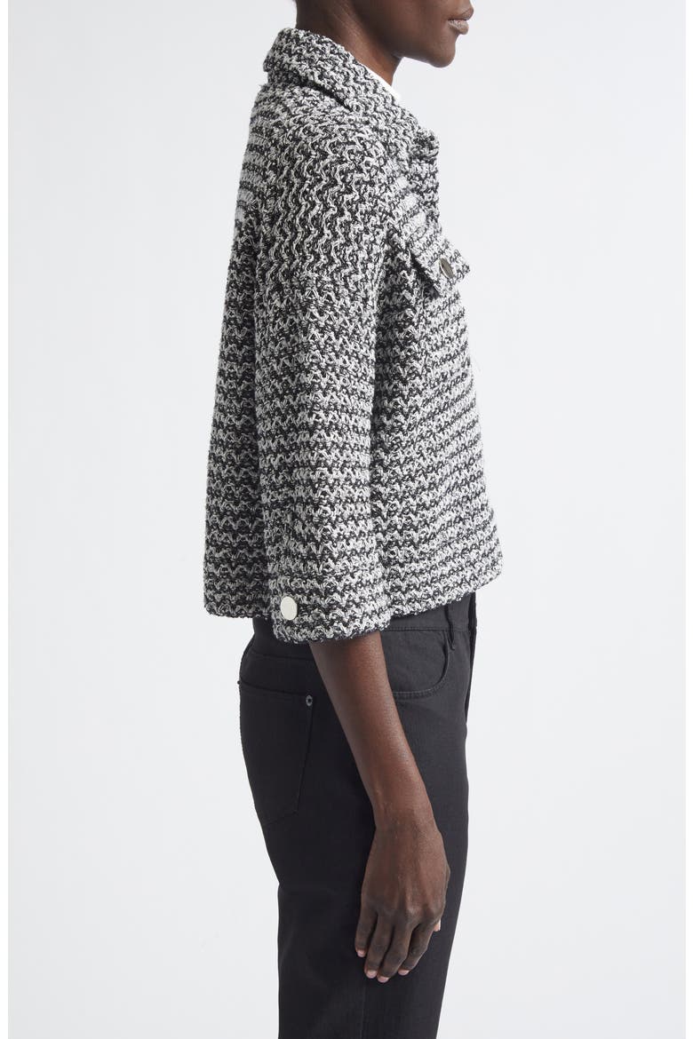 Cotton & Linen Tweed Crop Jacket, Alternate, color, BLACK METALLIC