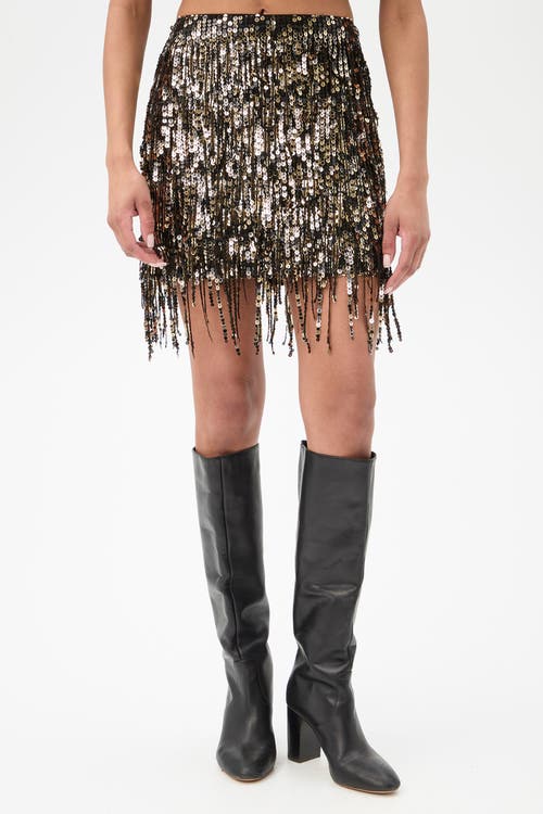 Trina Turk Rico Fringed Sequin Skirt In Green