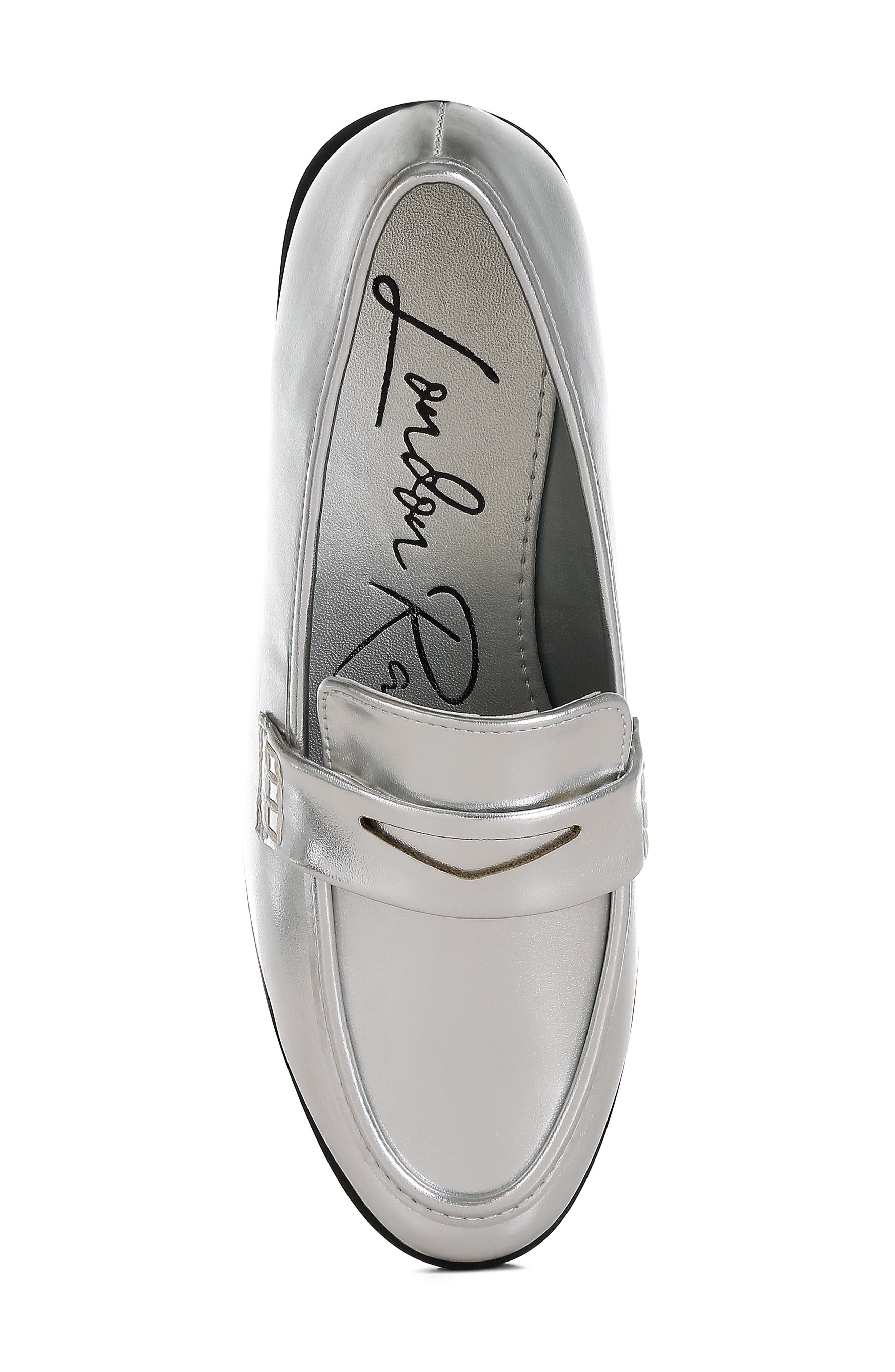LONDON RAG Rugle Metallic Penny Loafer, Alternate, color, Silver