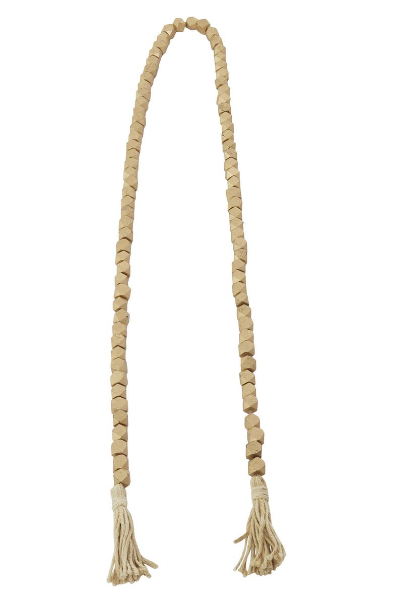 WILLOW ROW Bohemian Wood Beaded Tassel Garland, Alternate, color, Gold