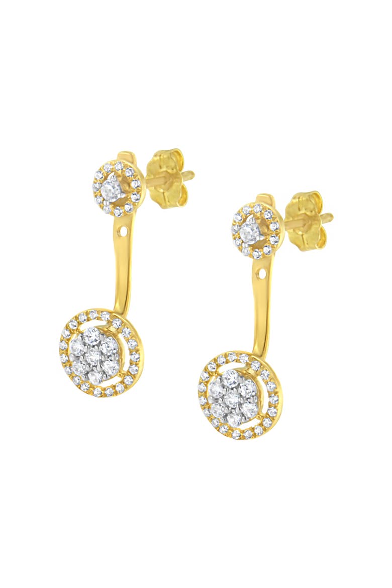 14K Yellow Gold Plated Silver 5/8 Ct Diamond Removable Stud and Dangle Earrings, Alternate, color, Yellow