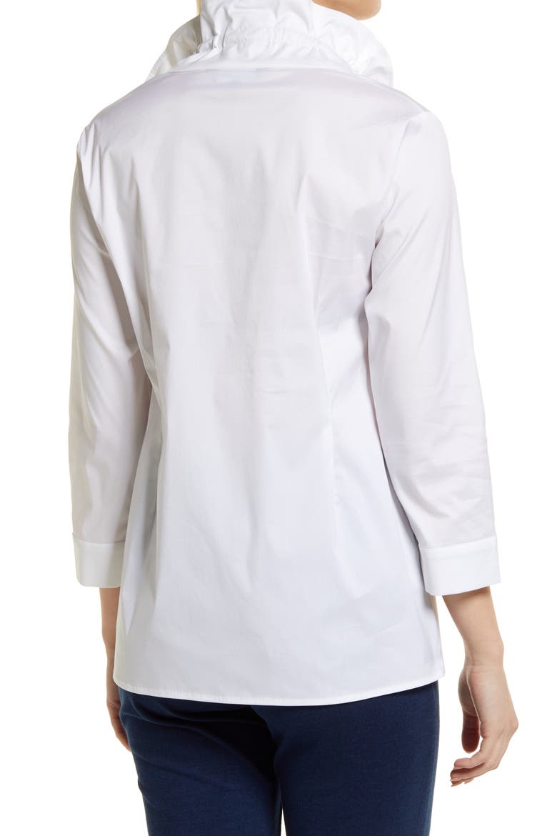 Ruffle Collar Cotton Poplin Blouse, Alternate, color, WHITE/BLACK