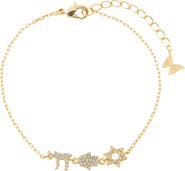 BY ADINA EDEN Pave Jewish Motif Charm Bracelet