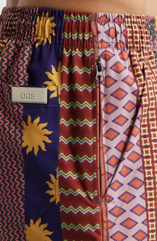 Oas Mixtape Relaxed Fit Swim Trunks In Red