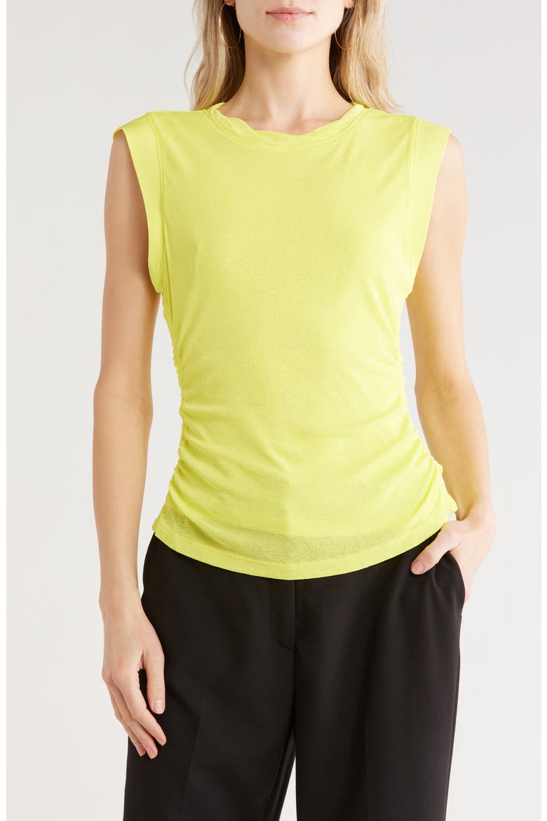 Sleeveless Ruched Knit Top, Main, color, LIMEADE