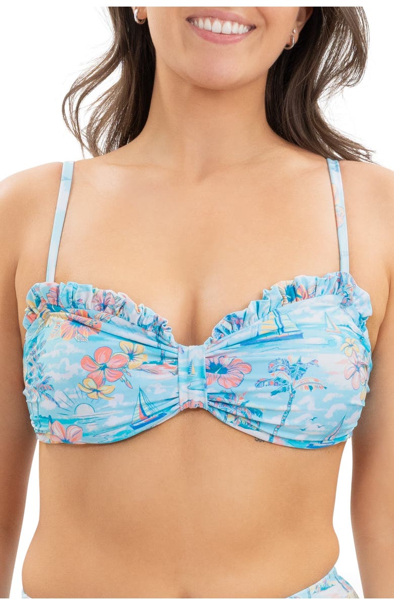 Kenny Flowers The BVIs - Ruffle Bandeau Bikini Top with Removable Straps, Main, color, Light Blue