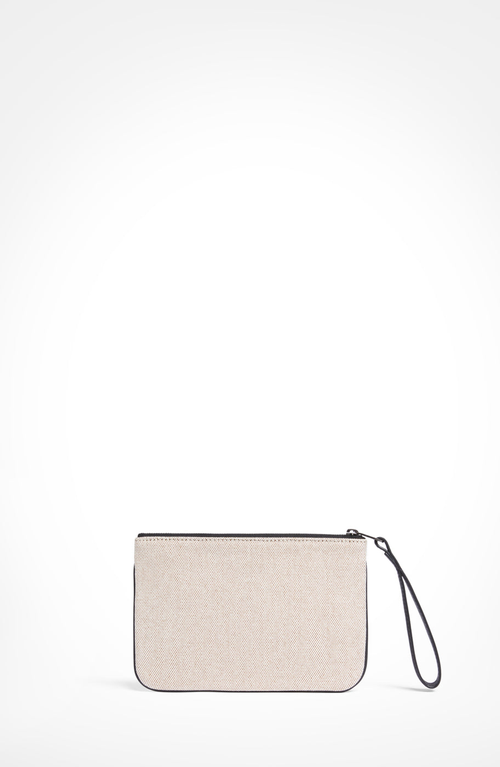 Aviteur Canvas Leather Trim Travel Pouch In Black