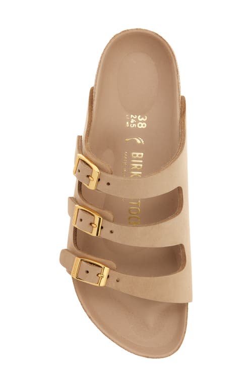 Birkenstock Beige Leather Florida Slippers In Sandcastle