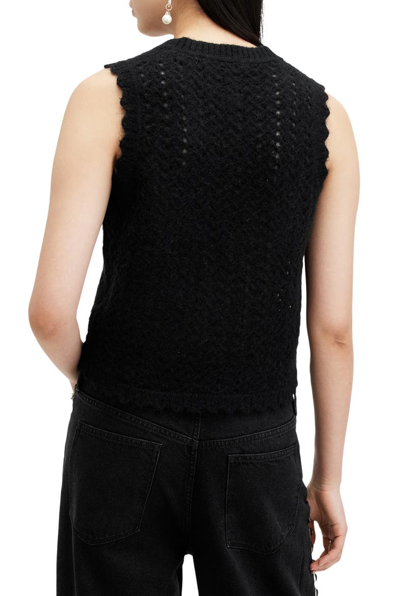 Vivian Openwork Sweater Vest, Alternate, color, BLACK