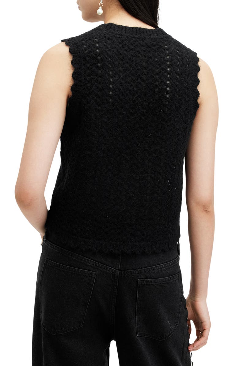 AllSaints Vivian Openwork Sweater Vest, Alternate, color, Black