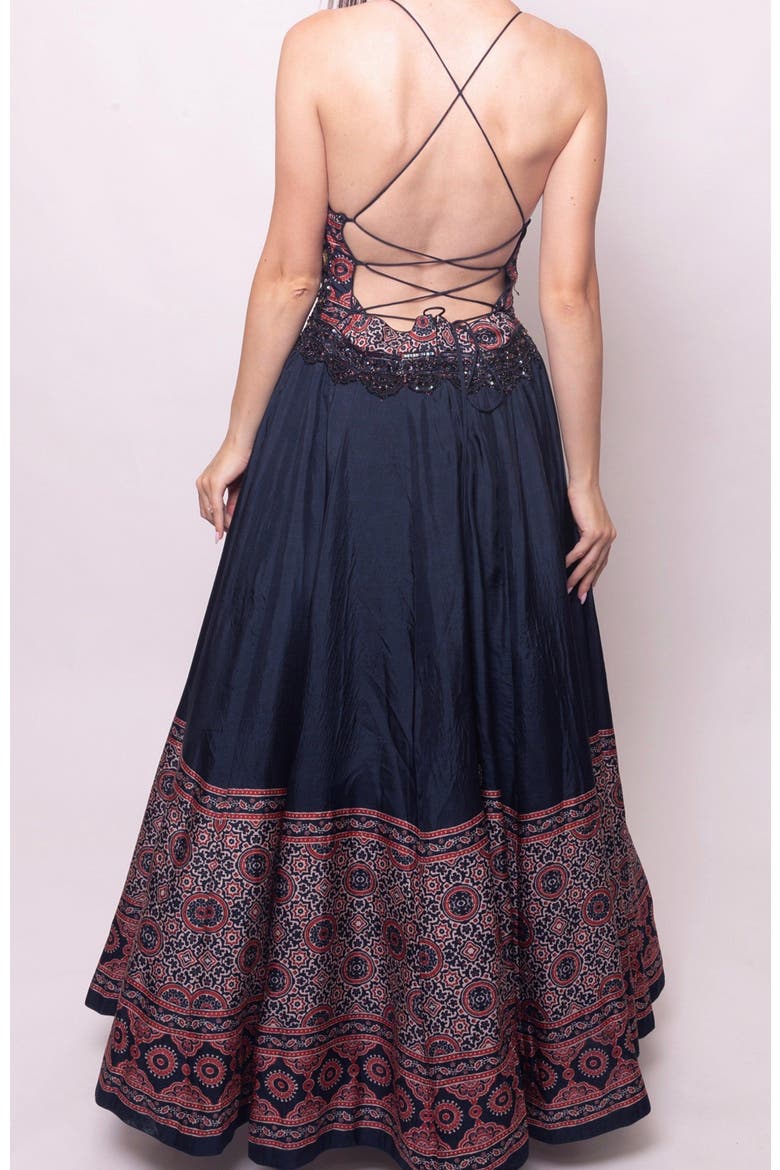 Elise Hand Embroidered Gown, Alternate, color, Black