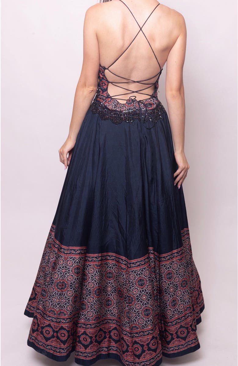 RAAS Elise Hand Embroidered Gown, Alternate, color, Black