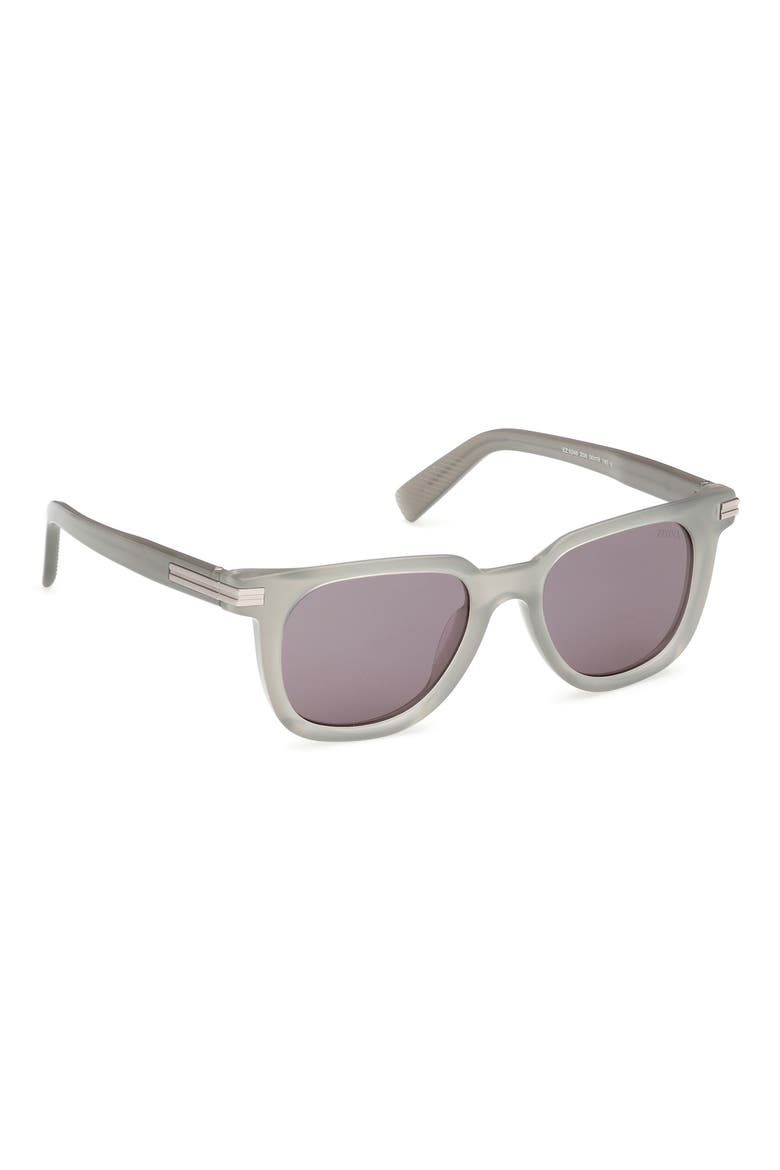 50mm Geometric Sunglasses, Alternate, color, SHINY MILKY GREY