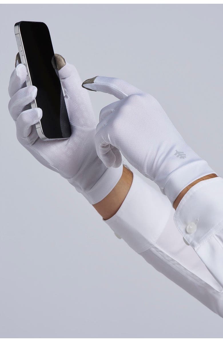 Coolibar Full Finger UV Sun Gloves - UPF 50+ Sun Protection - Gannett, Alternate, color, White