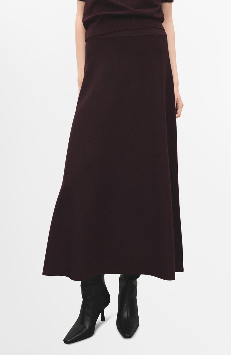 MANGO Knit Midi Skirt, Main, color, Wine
